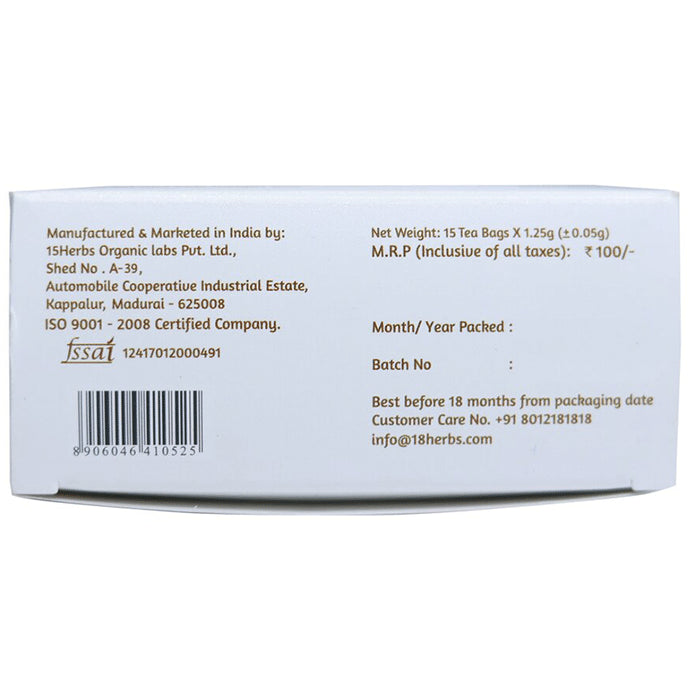 18 Herbs Organics Green Tea Bag (1.25gm Each) with Tulsi