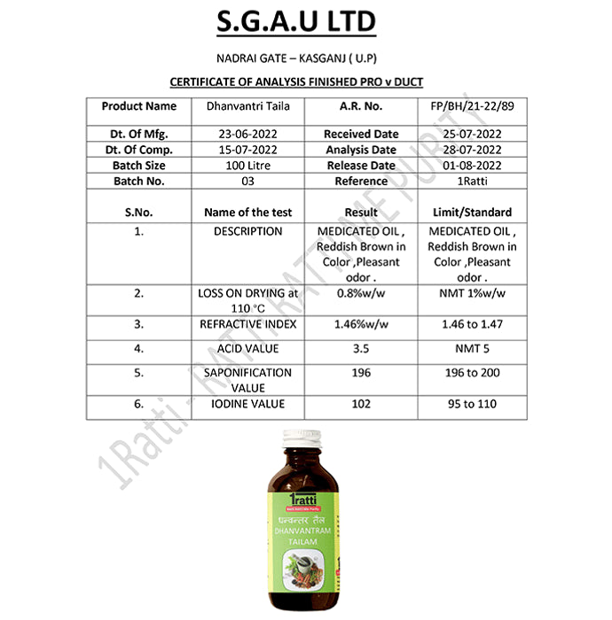 1ratti Dhanvantram Tailam