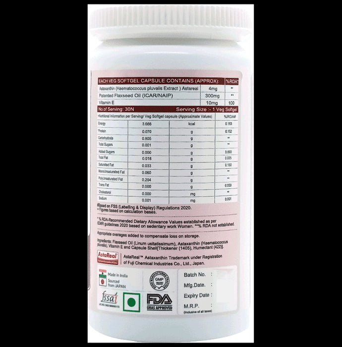 6th and Natural Astaxanthin with Flaxseed Oil Veg Softgel Capsule