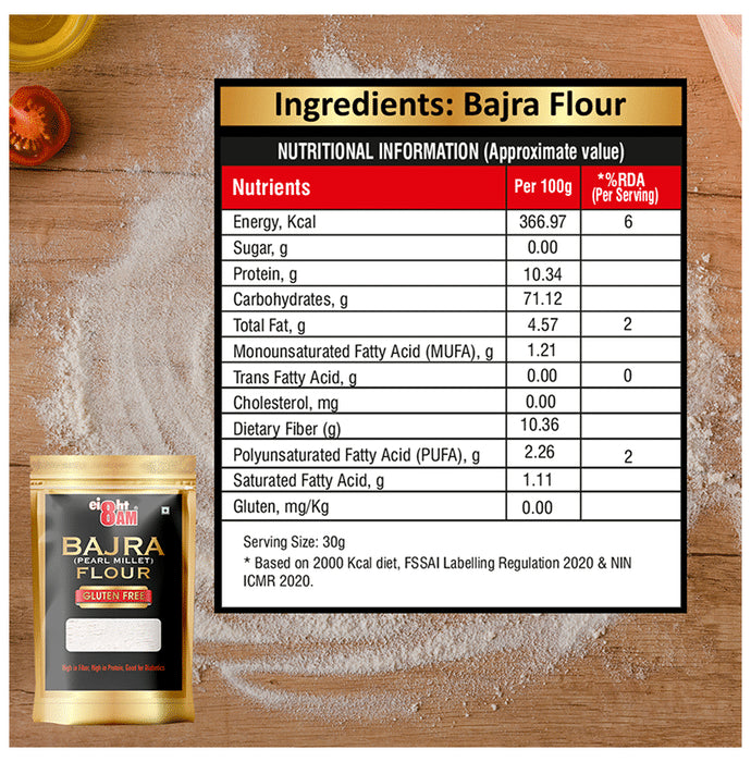 8AM Bajra Pearl Millet Flour Gluten Free