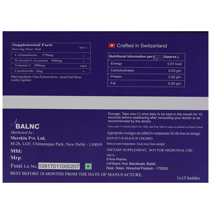 A Balnc Glow Oral Shots | With Glutathione, NAC, Vitamin C & Carotenoids for Skin