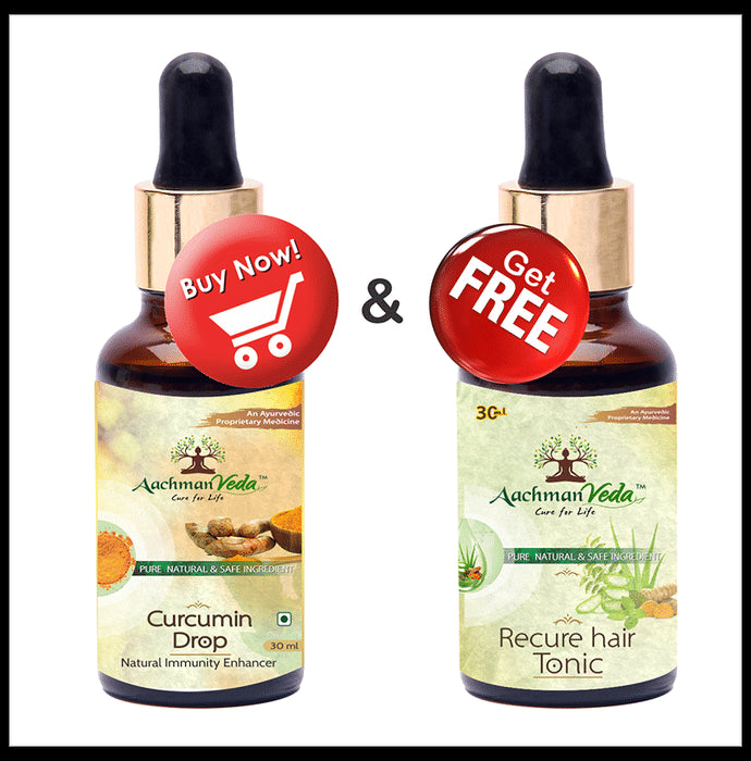 Aachman Veda Curcumin Drop with Aachman Veda Recure Hair Tonic 30ml Free