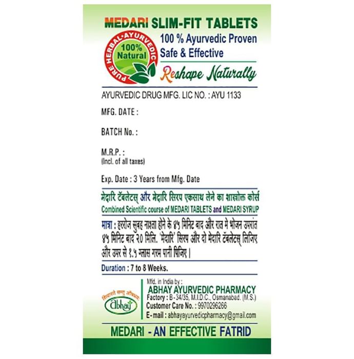 Abhay Medari Slim-Fit Tablet | For Weight Management
