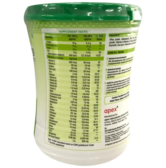 Actilife Pro with Whey Protein, DHA & Flaxseed for Nutrition | Flavour Powder Vanilla