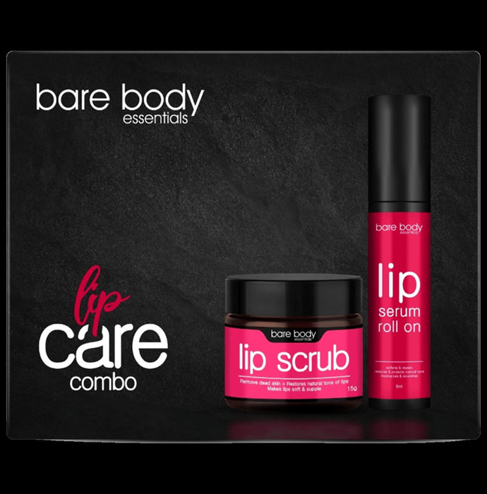 Bare Body Essentials Lip Care Combo of Lip Scrub 15gm and Lip Serum Roll On 8ml - Classic Derma
