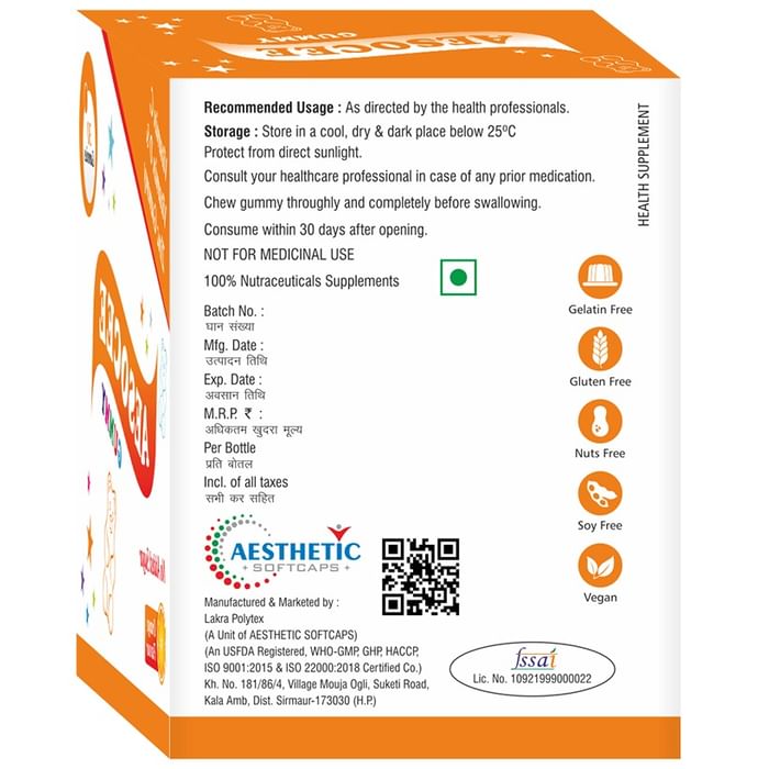 Aesthetic Softcaps Aesocee Vitamin C , Vitamin D & Zinc Gummies Orange Sugar Free