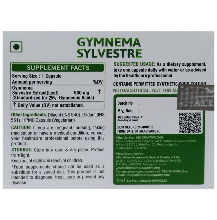 Allen Nutraceutical Gymnema Sylvestre Vegetaraian Capsule