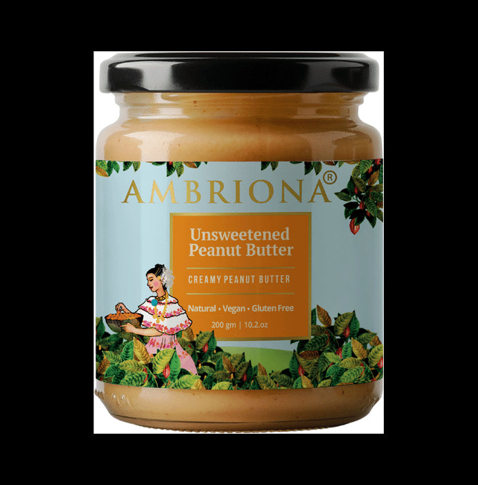 Ambriona Combo Pack of Unsweetened Almond Butter & Unsweetened Peanut Butter (200gm Each)