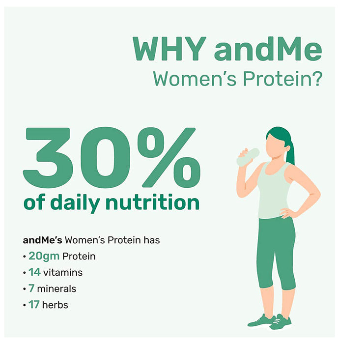Andme Plant Based Women's Protein Powder with Shaker Free Choco Almond