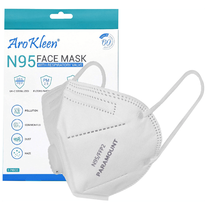 Arokleen N95 Face Mask with Respiratory Valve White