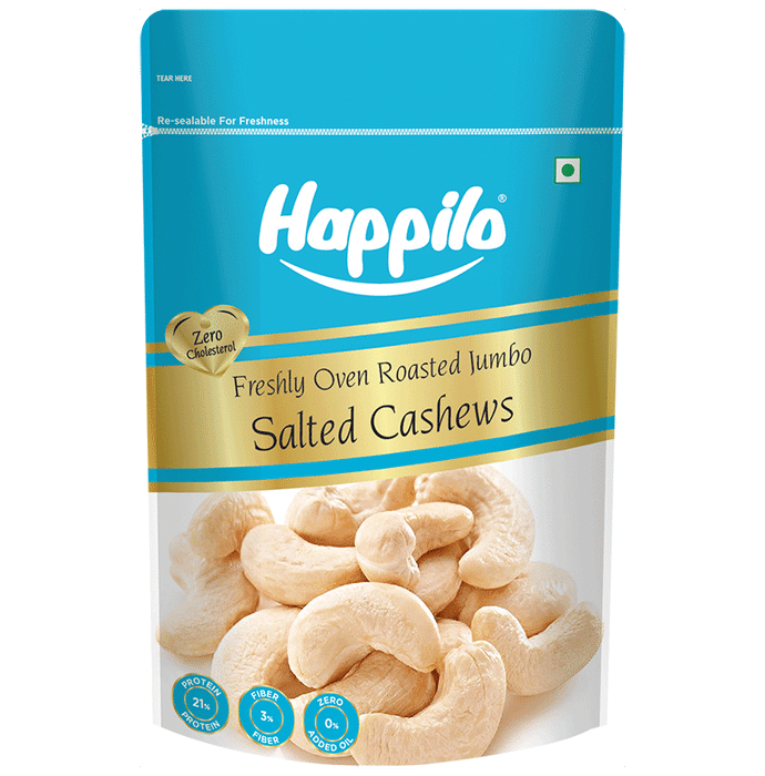 Happilo Freshly Oven Roasted & Salted Premium Cashew Nuts (200gm Each) - Classic Derma