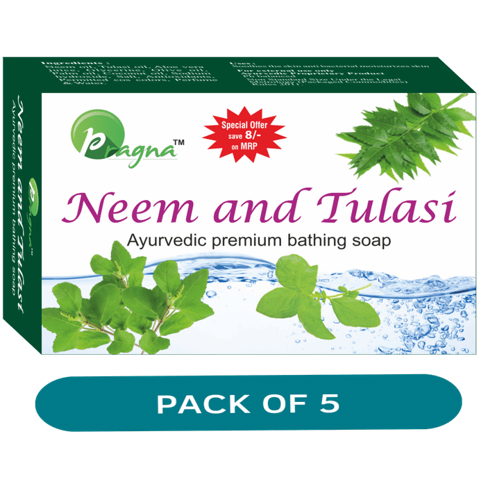 Pragna Neem & Tulasi Soap Pack of 5 - Classic Derma