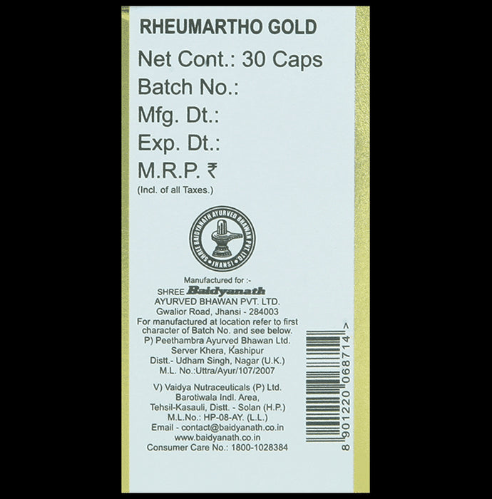 Baidyanath (Jhansi) Rheumartho Gold Pure Gold Capsule (30 Each))