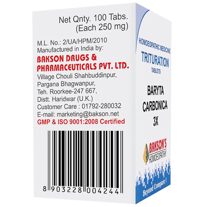 Bakson's Homeopathy Baryta Carbonica Trituration Tablet 3X