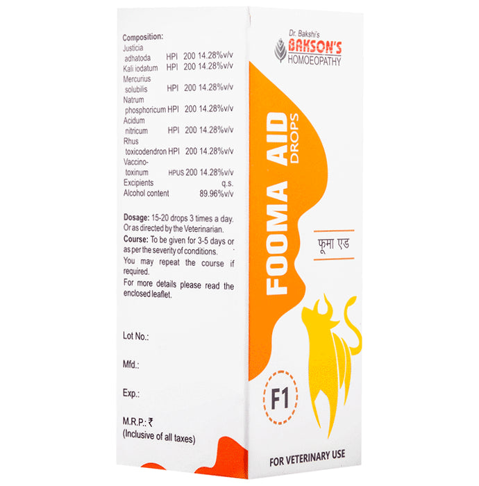 Bakson's Homeopathy Fooma Aid F1 Drop for Veterinary Use
