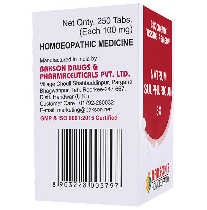 Bakson's Homeopathy Natrum Sulphuricum Biochemic Tablet 3X