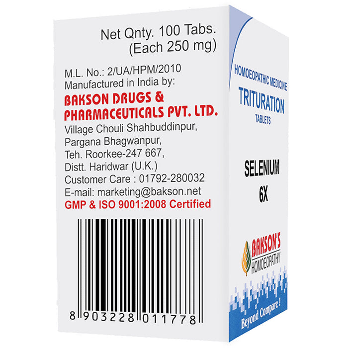 Bakson's Homeopathy Selenium Trituration Tablet 6X