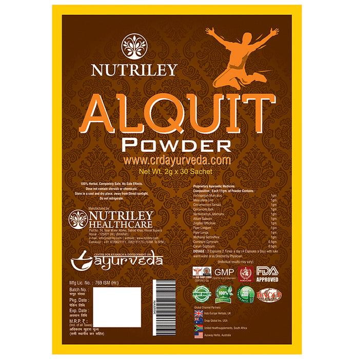 Nutriley CRD Ayurveda Alquit Alcohol Addiction Powder 2gm - Classic Derma