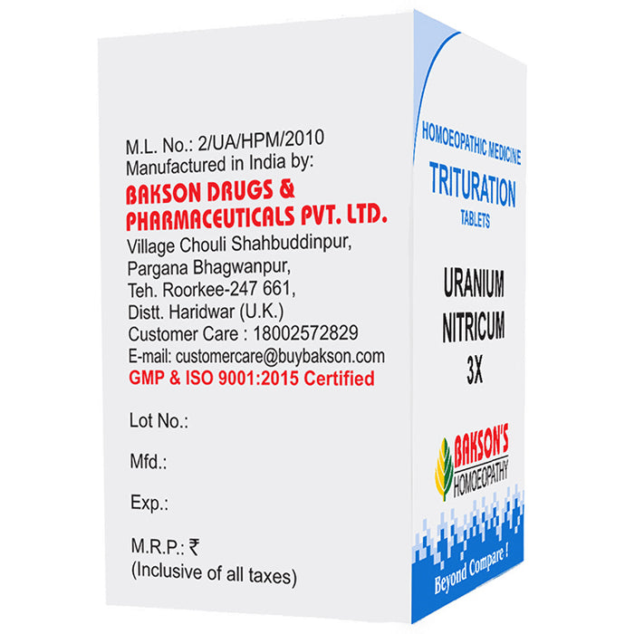Bakson's Homeopathy Uranium Nitricum Trituration Tablet 3X