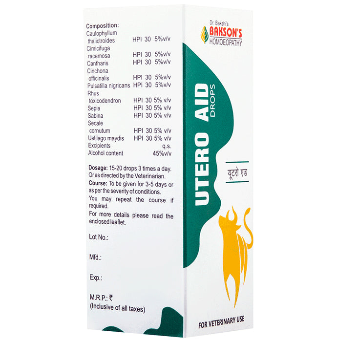 Bakson's Homeopathy Utero Aid Drop for Veterinary Use