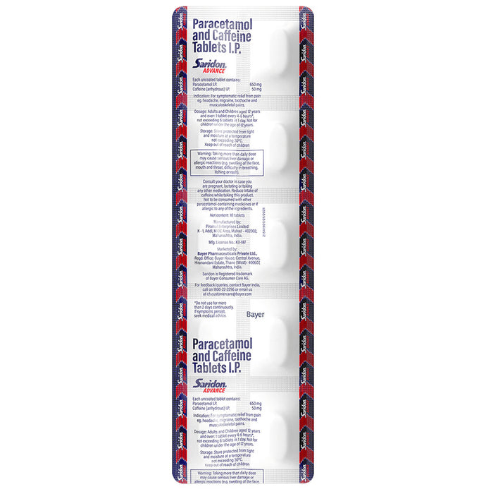 Bayer Combo Pack of Supradyn Daily Multivitamin 15 Tablet & Saridon Advance 10 Tablet
