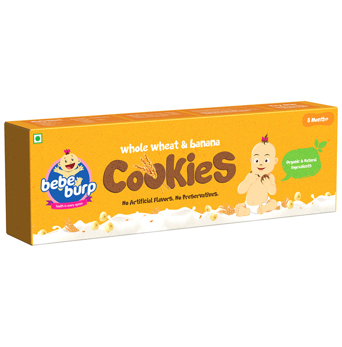 Bebe Burp Combo Pack of 6M+ Mixes Puffed Rice Porridge 200gm and 8M+ Whole Wheat & Banana Cookies 150gm
