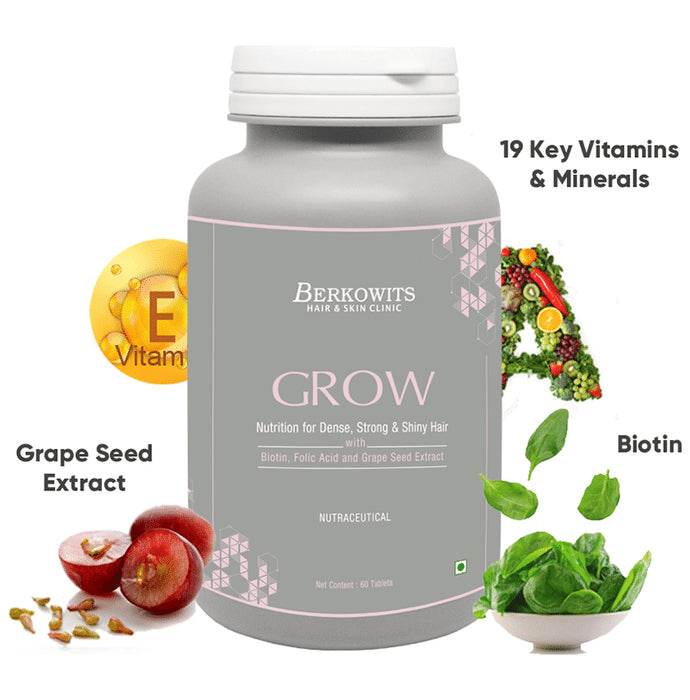 Berkowits Grow Nutrition with Biotin, Folic Acid & Grape Seed Extract Tablet