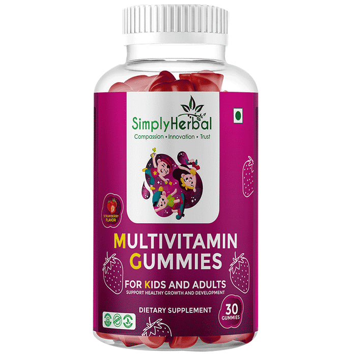 Simply Herbal Multivitamin Gummies Strawberry - Classic Derma