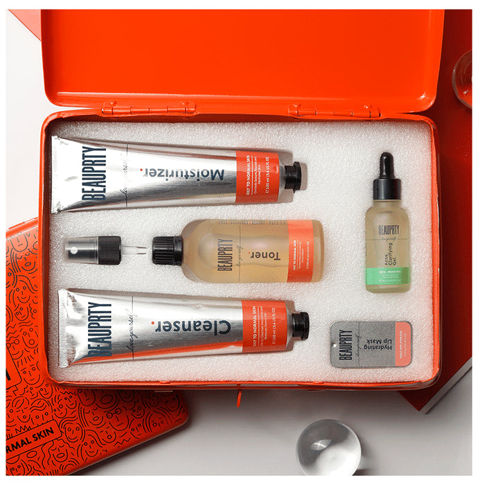 Beauprty Full Set Oily to Normal Skin, Anti Acne Face Care Routine Kit with Cleanser, Toner, Moisturizer, Acne Gel & Lip Mask - Classic Derma
