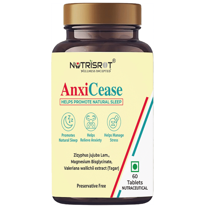 Nutrisrot AnxiCease Anxiety Relief Supplement with Pharma Gaba for Sound Sleep
