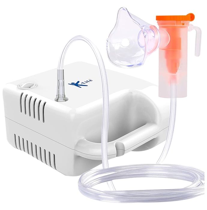 K-Life Neb 107 Portable Piston Compressor Nebulizer with Complete Mask Kit White - Classic Derma