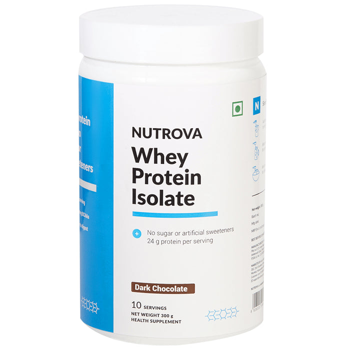 Nutrova Whey Protein Isolate for Muscle Building | Flavour Dark Chocolate - Classic Derma