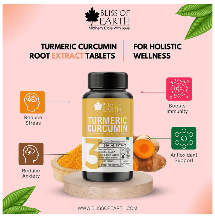 Bliss of Earth Turmeric Curcumin 500mg Tablet