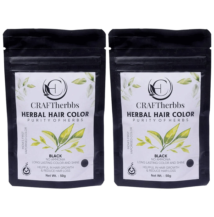 CRAFTherbbs Herbal Hair Colour (50gm Each) Black - Classic Derma