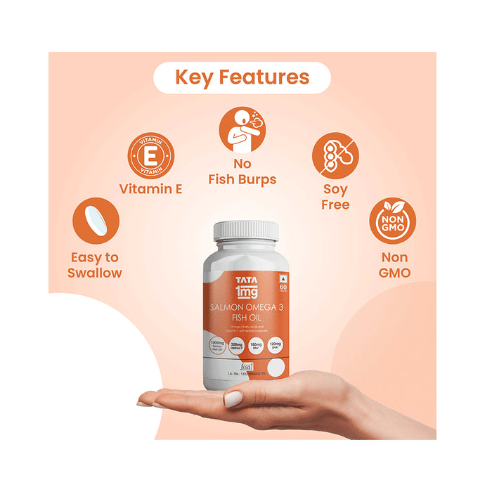 Combo Pack of Tata 1mg Salmon Omega 3 Fish Oil Capsule (60) & Organic Apple Cider Vinegar (500ml)