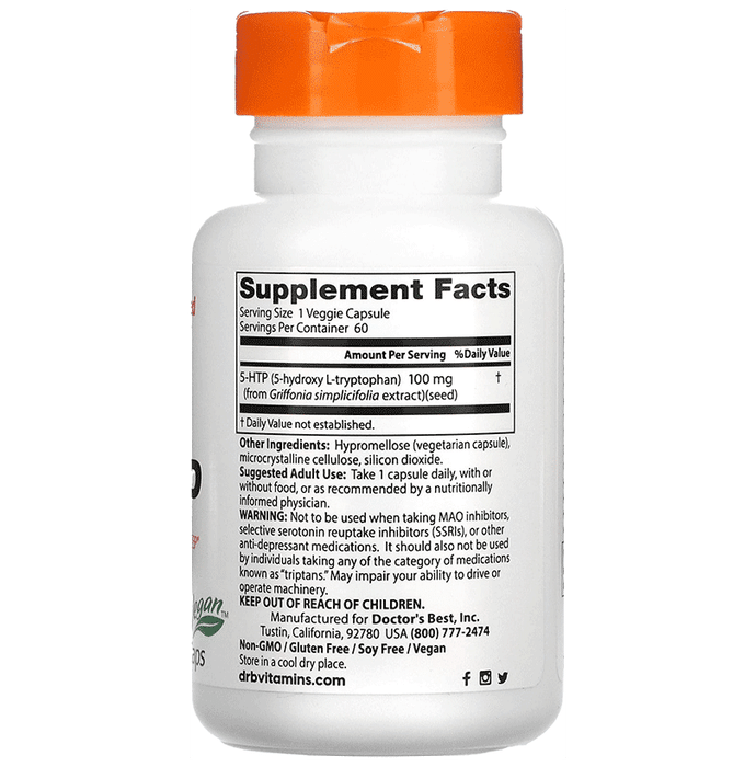 Doctor's Best 5-HTP 100mg Veggie Capsule | Promotes Healthy Sleep