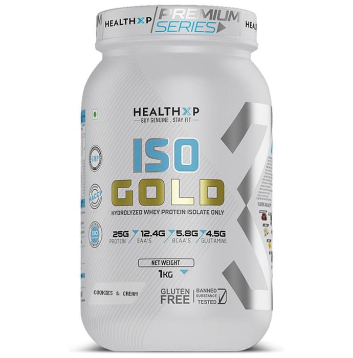 HealthXP Iso Gold Whey Protein Isolate Cookies & Cream - Classic Derma