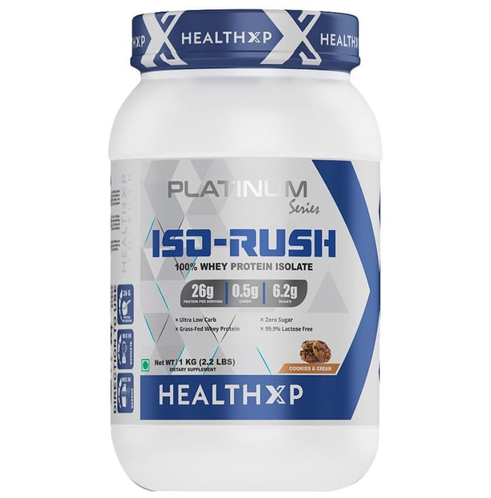 HealthXP Iso-Rush 100% Whey Protein Isolate Cookies & Cream - Classic Derma