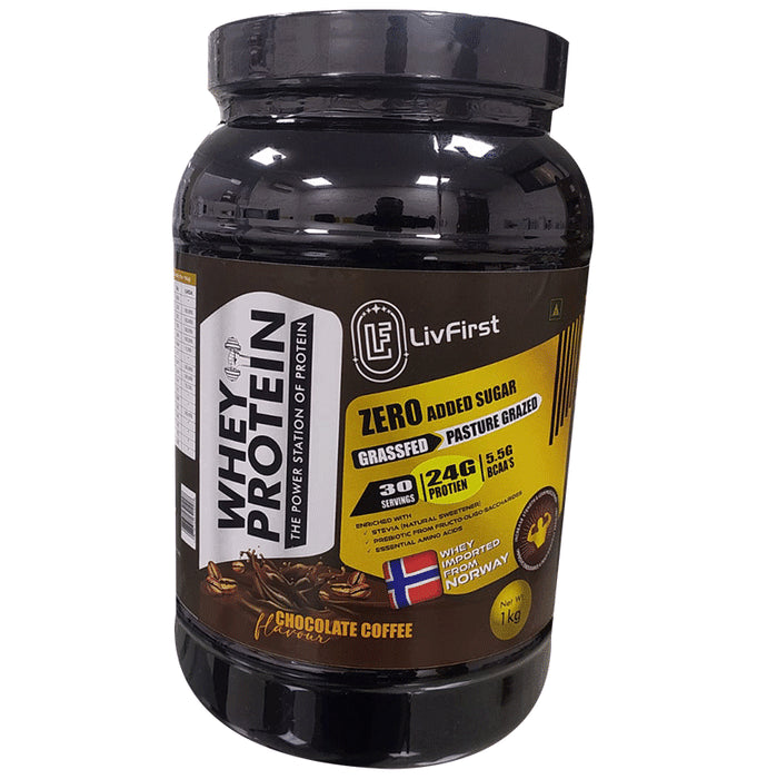 Livfirst Whey Protein Powder Chocolate Coffee - Classic Derma