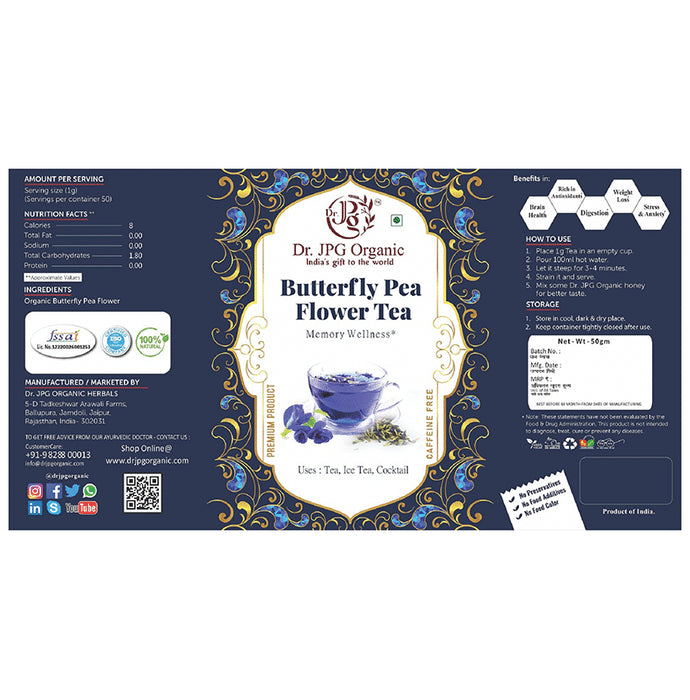 Dr. JPG Organic Butterfly Pea Flower Tea