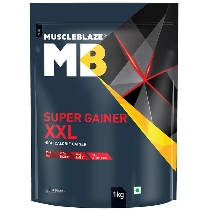 MuscleBlaze Super Gainer XXL for Muscle Growth | No Added Sugar | Powder Chocolate Bliss - Classic Derma