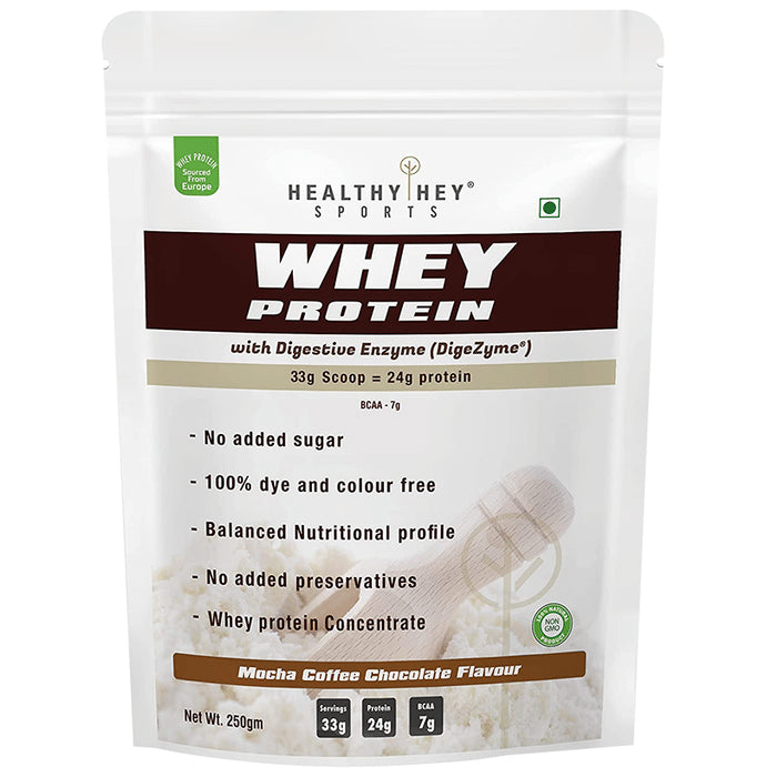 HealthyHey Sports Whey Protein Powder Mocha Coffee Chocolate - Classic Derma