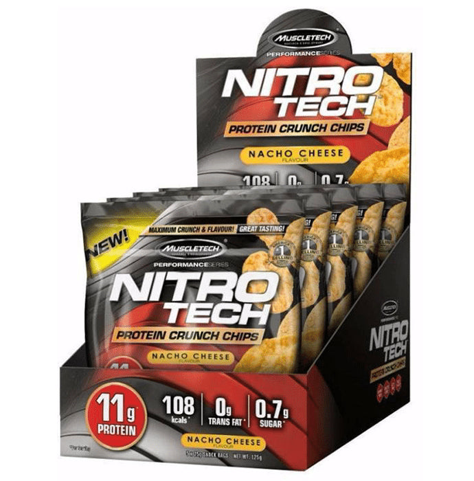 Muscletech Nitro Tech Protein Crunch Chips (25gm) Nacho Cheese - Classic Derma