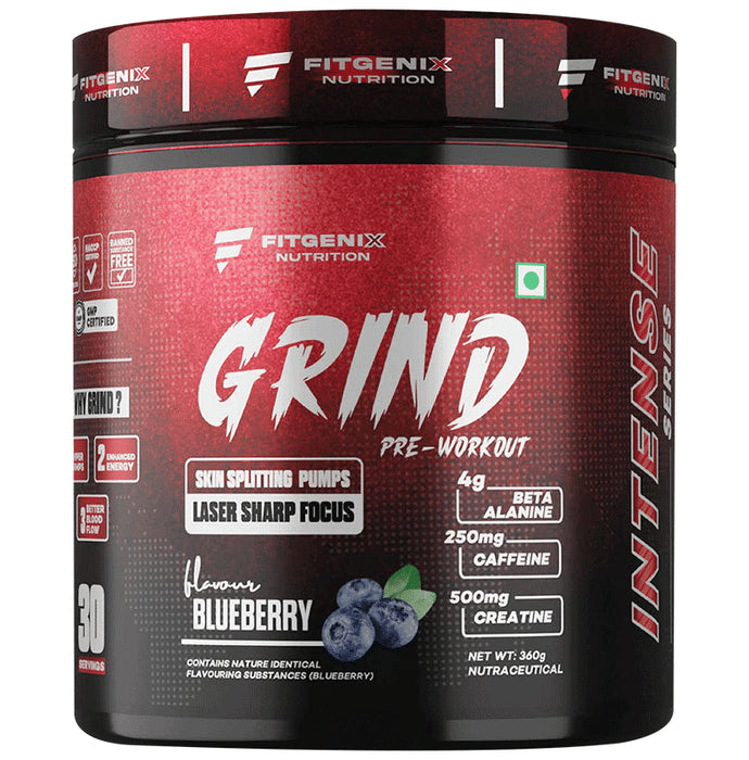 Fitgenix Nutrition Grind Pre Workout Powder Blueberry - Classic Derma