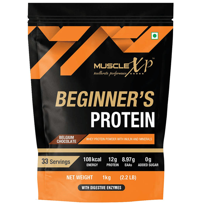 MuscleXP Beginner's Protein (1kg Each) Belgium Chocolate - Classic Derma