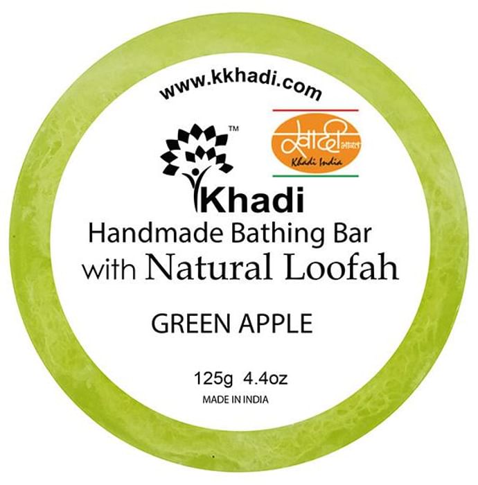 Khadi India Green Apple Natural Loofah Handmade Bathing Bar - Classic Derma