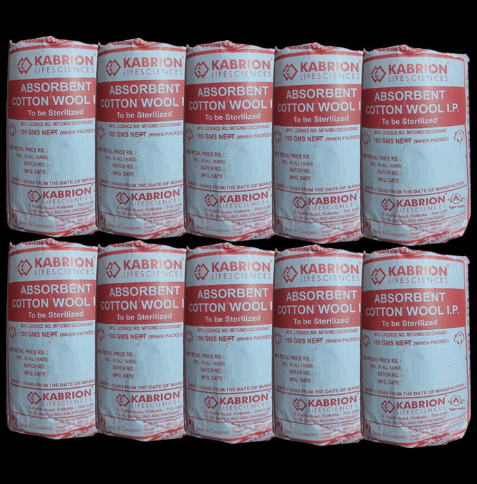 Agarwals Kab Jayer Absorbent Surgical Cotton Wool IP (100gm Each) - Classic Derma