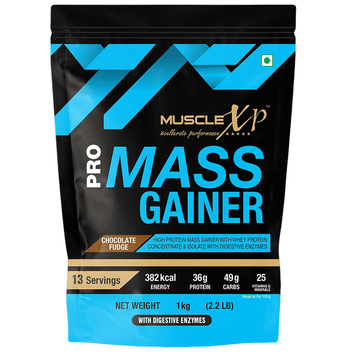 MuscleXP Pro Mass Gainer (1kg Each) Chocolate Fudge - Classic Derma