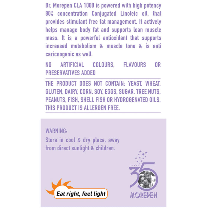 Dr. Morepen CLA 1000 80% Conjugated Linoleic Acid Veg Capsule