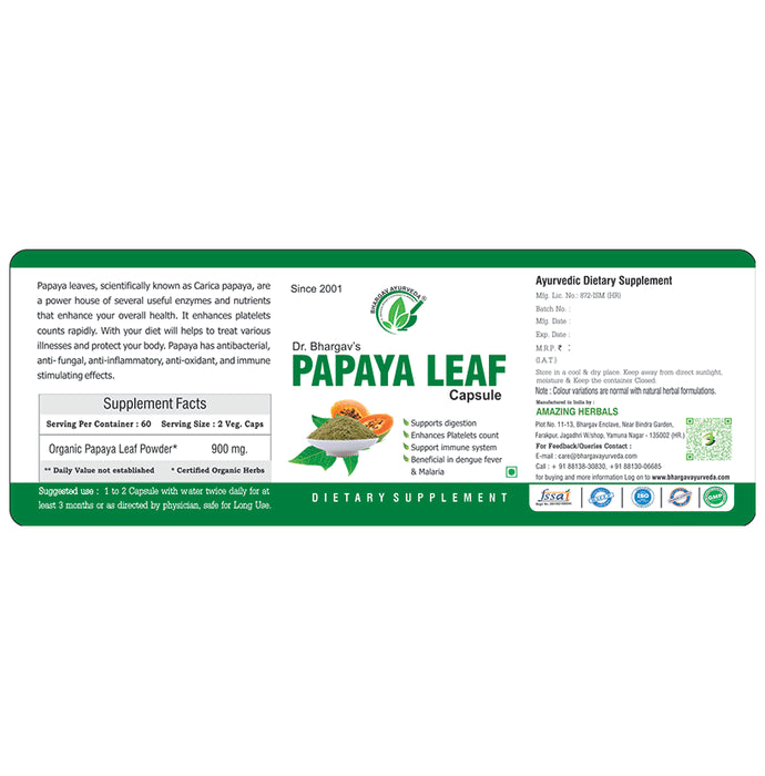 Dr.Bhargav’s Papaya Leaf Veg Capsule